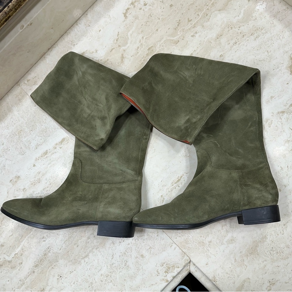 SANTONI Olive Green Knee-High Women's Boots🌸 - Picture 13 of 16